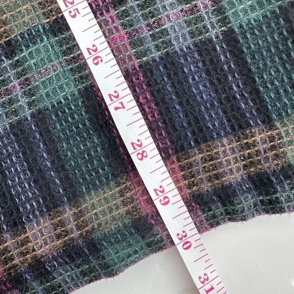 Vintage Express Shacket Womens Size M Purple Plaid Zip 90s Cotton Waffle Knit - Picture 14 of 14